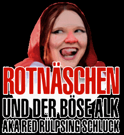 SchleFaZ-Cocktailbuch-Grafik: Rotnäschen und der böse Alk (aka Red Rülpsing Schluck)